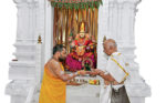 Dr Lucky Lakshmanan at Sringeri temple during a religious ceremony